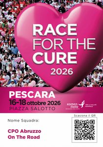Pescara, 16-17-18 ottobre 2026 – Adesione alla squadra “CPO Abruzzo On The Road” per la Race for the Cure